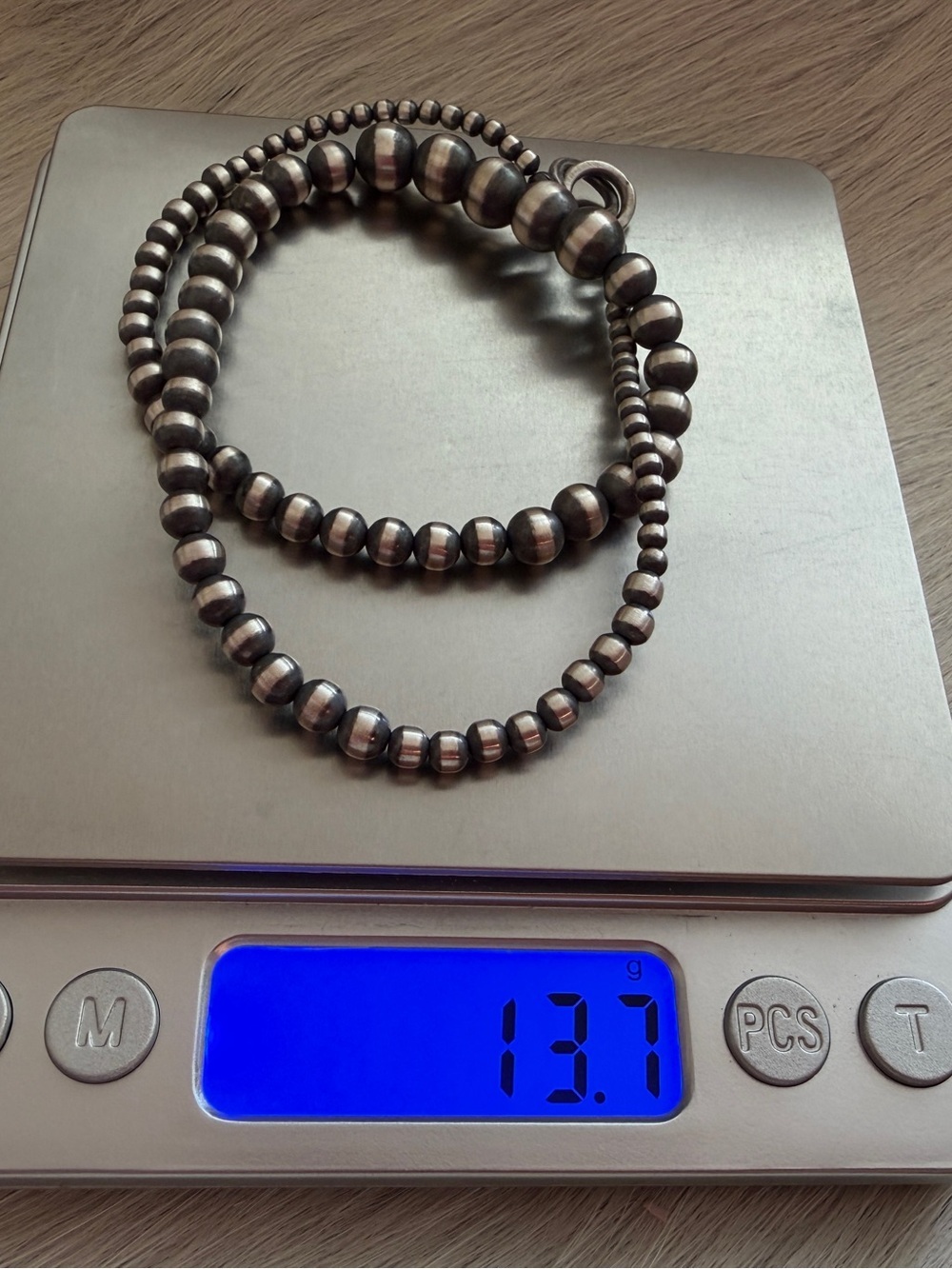 ❤️ 16” 3mm to 8mm Graduated Desert Pearls Navajo Beads Necklace Sterling Unisex - Picture 8 of 8